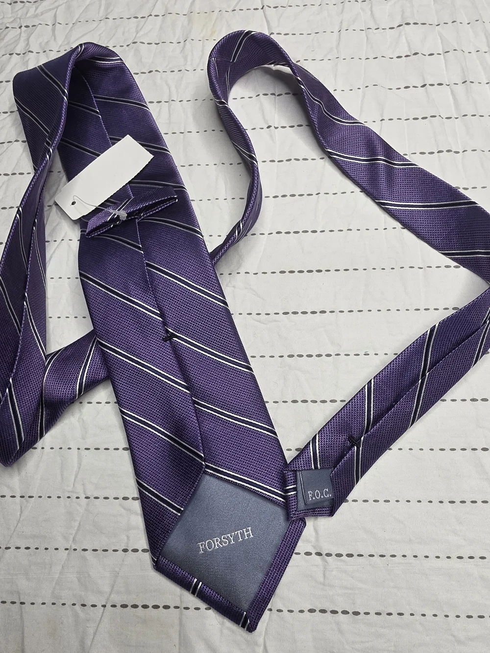 NWT John Forsyth Lilac Silk Striped Tie Hand Sewn Luxury Neckwear